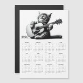 かわいい猫ギタリストスカーフ2025磁気カレンダー (正面/裏面)