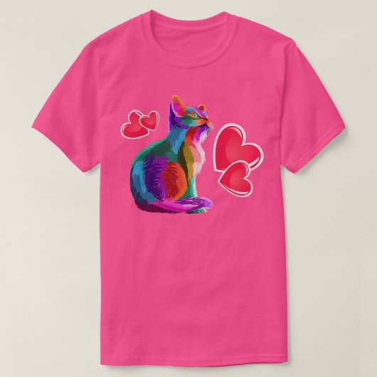 かわいい猫ギフト子ネコ好きカラフル子ネコ採用 Tシャツ (デザイン正面)