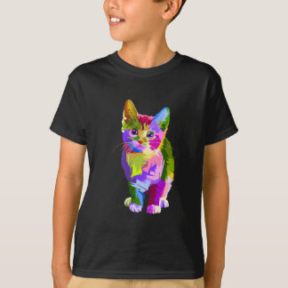 かわいい猫ギフトfor子猫好カラフルきアート tシャツ