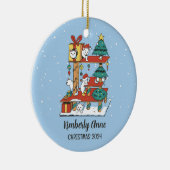 かわいい猫クリスマスキッテンスノーウィースウィンターホリデー セラミックオーナメント (右)