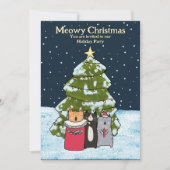 かわいい猫クリスマスキャロルシンガーホリデーパーティー 招待状 (正面)