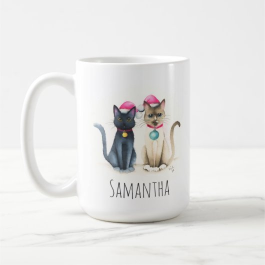 かわいい猫クリスマスコーヒーマグ コーヒーマグカップ (左)