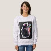 かわいい猫クリスマスシャツ、猫ママのクリスマス スウェットシャツ (正面フル)