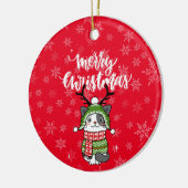 かわいい猫クリスマスストッキング詰め込み職人ガロール セラミックオーナメント (左)