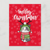 かわいい猫クリスマスストッキング詰め込み職人ガロール ポストカード (正面)