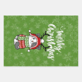 かわいい猫クリスマスストッキング詰め込み職人ガロール ラッピングペーパーシート (正面2)