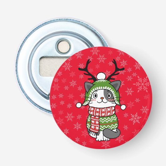 かわいい猫クリスマスストッキング詰め込み職人ガロール 栓抜き (正面)