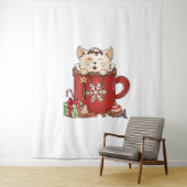 かわいい猫クリスマスチョコレートコーヒー タペストリー (インサイチュ)