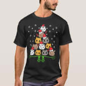 かわいい猫クリスマスツリークリスマス子猫パジャマ Tシャツ (正面)