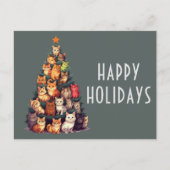 かわいい猫クリスマスツリーホリデー ポストカード (正面)