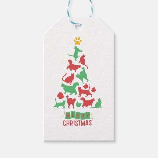 かわいい猫クリスマスツリー ギフトタグ (正面)