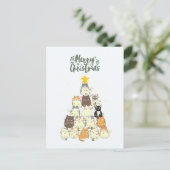 かわいい猫クリスマスツリー シーズンポストカード (スタンド正面)