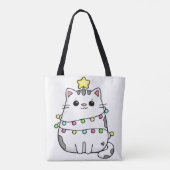 かわいい猫クリスマスデザイン トートバッグ (裏面)