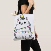 かわいい猫クリスマスデザイン トートバッグ (クローズアップ)