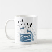 かわいい猫クリスマスプレゼントMUG （ブルーグリーン） コーヒーマグカップ (左)