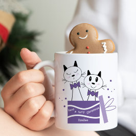 かわいい猫クリスマスプレゼントMUG (紫) コーヒーマグカップ