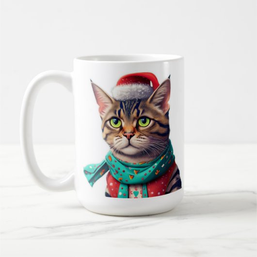 かわいい猫クリスマスマグカップ コーヒーマグカップ (左)