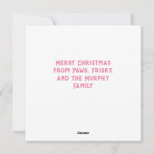 かわいい猫クリスマスライトピンクのホリデーカード シーズンカード (裏面)