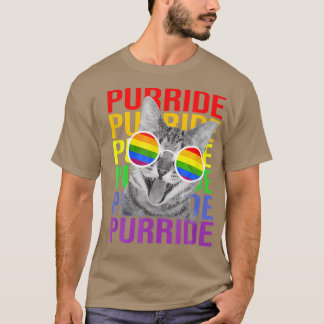 かわいい猫ゲイプライドレインボーフラッグサングラスLgb Q P Tシャツ