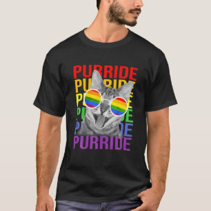 かわいい猫ゲイプライドレインボーフラッグサングラスLGBTQ P Tシャツ