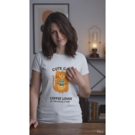 かわいい猫コーヒー好きなイラスト Tシャツ
