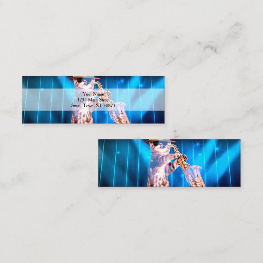 かわいい猫サクソフォン スキニー名刺 (正面/裏面)