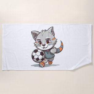 かわいい猫サッカークラシックのTシャツ ビーチタオル