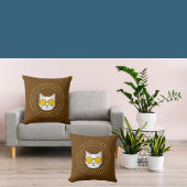 かわいい猫サングラスとドット入りイエローブルー クッション