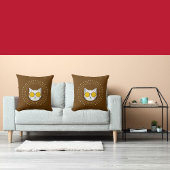 かわいい猫サングラスとドット入りイエローブルー クッション