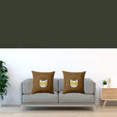 かわいい猫サングラスとドット入りイエローブルー クッション