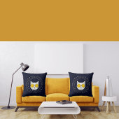 かわいい猫サングラスとドット入りイエローブルー クッション