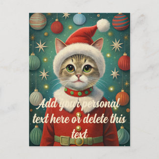 かわいい猫サンタクロースのクリスマス ポストカード