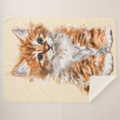 かわいい猫シェルパブランケット – カスタマイズ可能 シェルパブランケット (正面(横))