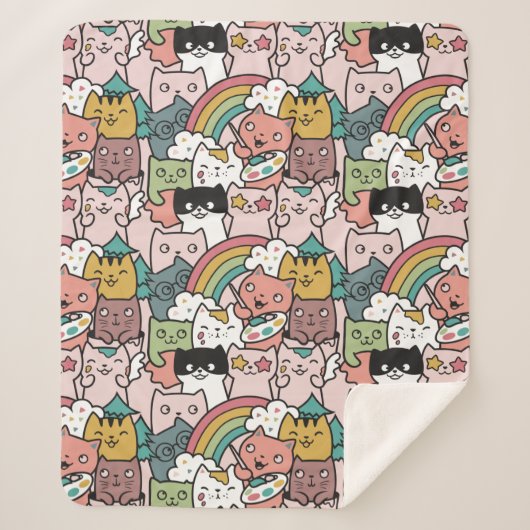 かわいい猫シェルパ毛布 シェルパブランケット (正面)