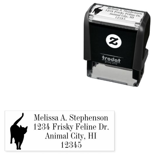 かわいい猫シルエット差出人住所スタンプ セルフインキングスタンプ (インサイチュ)
