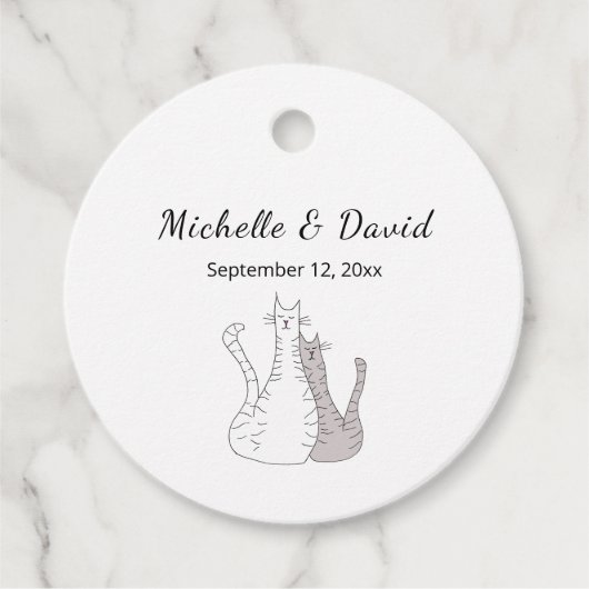 かわいい猫シンプルスケッチ結婚ズ フェイバータグ (正面)