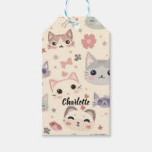 かわいい猫シンプルペット子猫パターンパーティー ギフトタグ (正面)