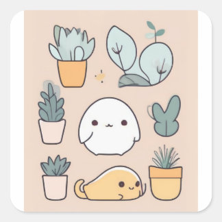 かわいい猫シール スクエアシール