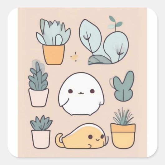 かわいい猫シール スクエアシール (正面)