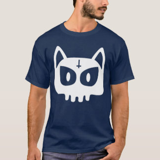 かわいい猫スカルパンクロック骨格ゴシックハロウィーン Tシャツ