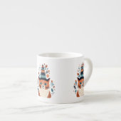 かわいい猫スカンジナビアフォークアートクリスマス エスプレッソカップ (正面右)