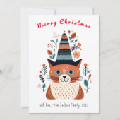 かわいい猫スカンジナビアフォークアートクリスマス シーズンカード (正面)
