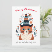 かわいい猫スカンジナビアフォークアートクリスマス シーズンカード (スタンド正面)