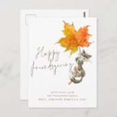 かわいい猫スクリプト幸せな友情と感謝祭 ポストカード (正面/裏面)