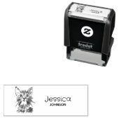 かわいい猫スケッチ名前をカスタムするキッズシグネチャー セルフインキングスタンプ (インサイチュ)