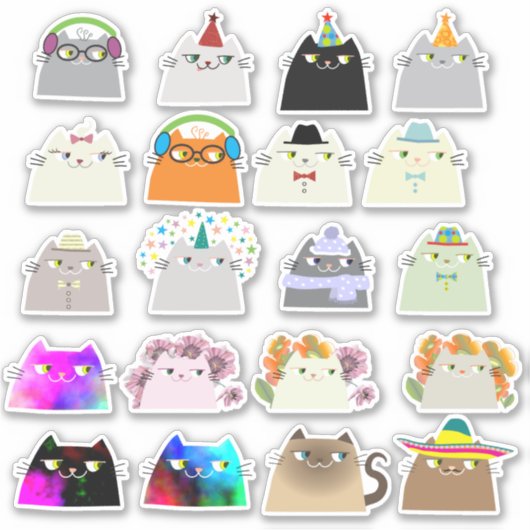 かわいい猫ステッカーパック かわいいもち猫 シール (正面)