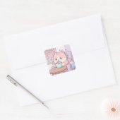 かわいい猫ステッカー – かわいいカワイイ パステル スクエアシール (封筒)