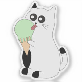 かわいい猫ステッカー;アイスを食べる子猫 シール