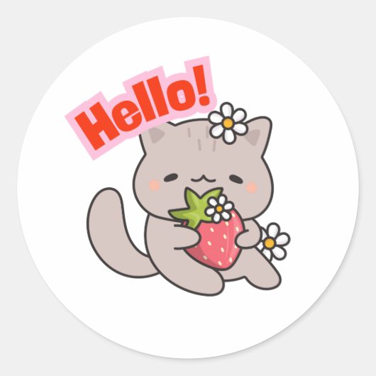 かわいい猫ステッカー ラウンドシール (正面)