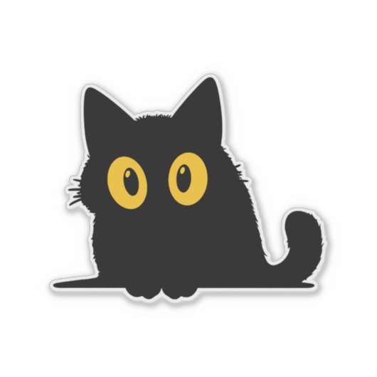 かわいい猫ステッカー - 愛らしいデザイン シール (正面)